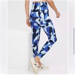 OFFLINE By Aerie Blue Real Me Smocked High Waisted 7/8 Legging in Blue Breeze